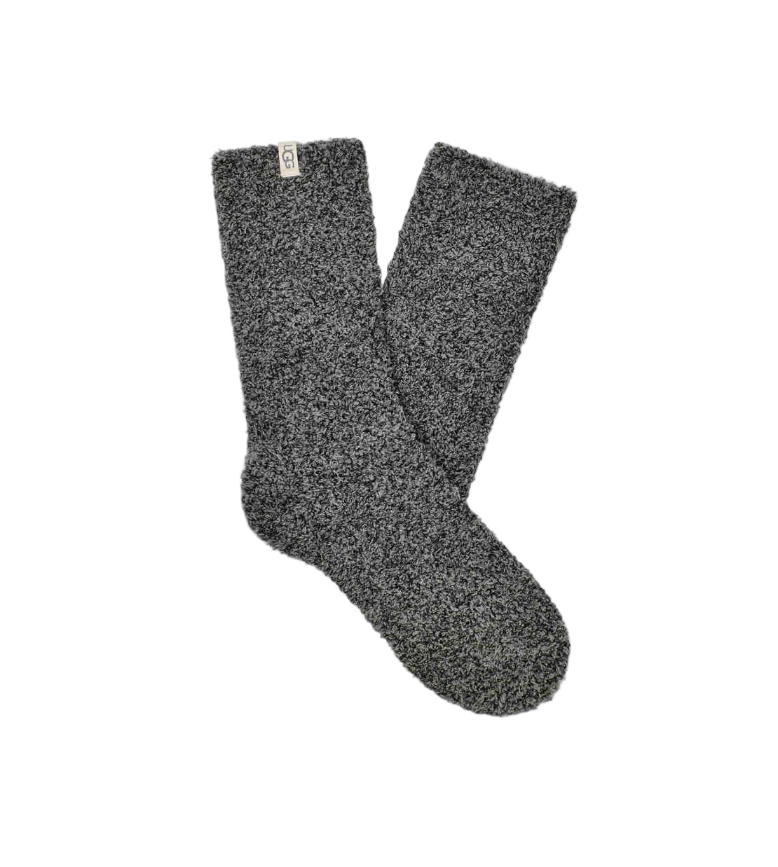 Pair of black and gray speckled socks on a white background. Available at Be Charmed
