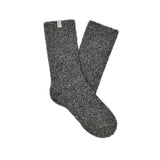 Pair of black and gray speckled socks on a white background. Available at Be Charmed
