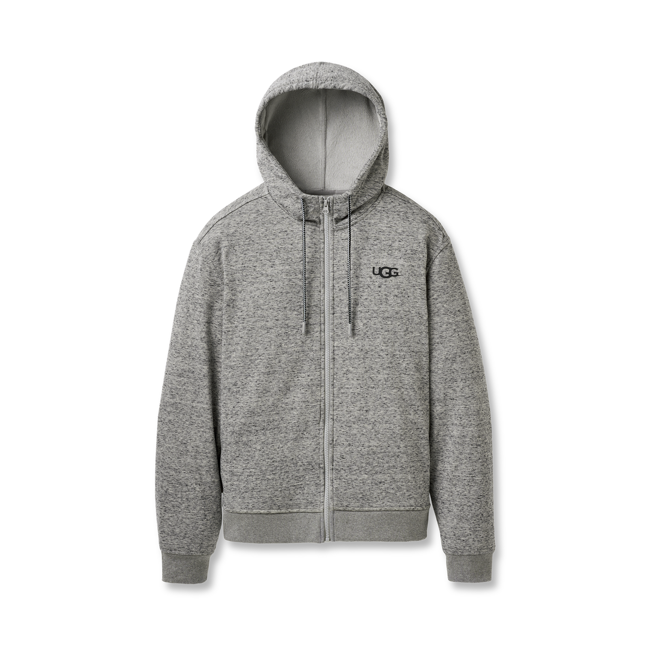 Gray Mens UGG hoodie with a brand logo on a white background. Available at Be Charmed. 