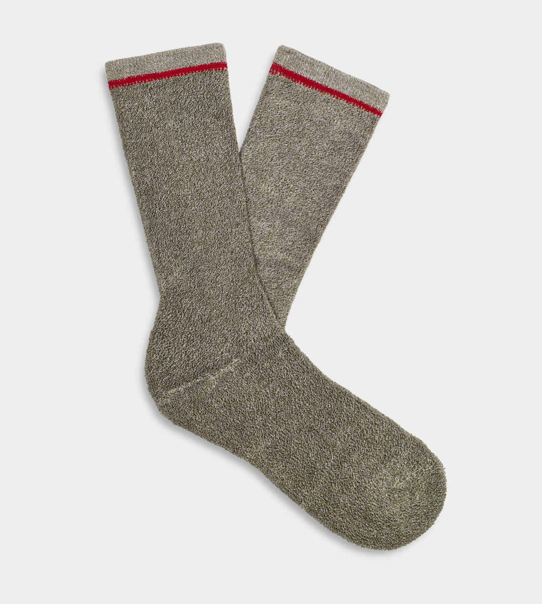 UGG Men’s Marled Burnt Olive Kyro Cozy Crew Socks – soft and plush men’s crew socks for lounging or layering. Available at Be Charmed. 