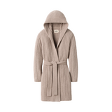 UGG Women's Amari Rib Robe in Granite grey textured hooded cozy knit loungewear, available at Be Charmed.