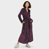 UGG Marlow premium long fleece robe in port with on-seam side pockets, available at Be Charmed.