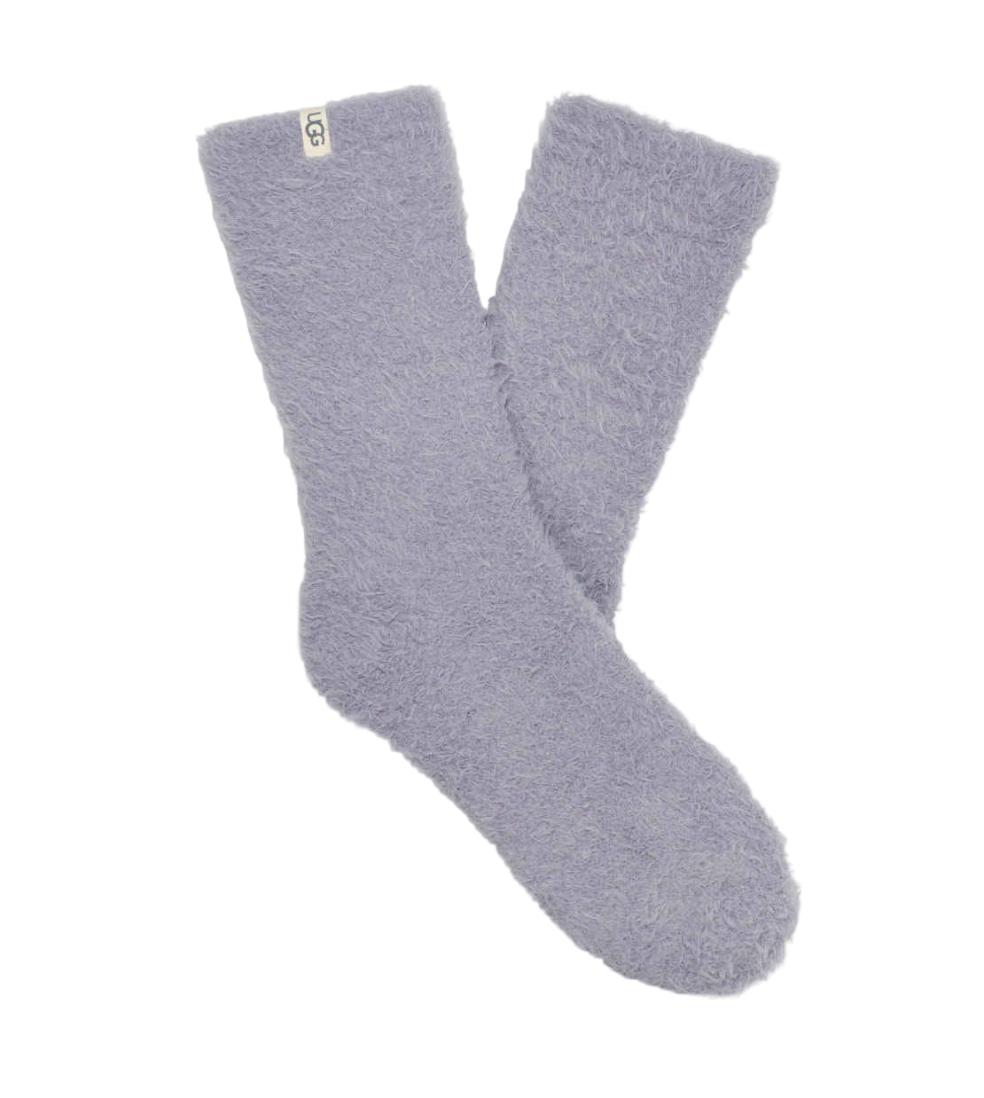Pair of gray fuzzy socks on a white background. Available at Be Charmed
