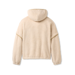 Cream and Beige UGG fleece jacket with a hood on a white background. Available at Be Charmed. 