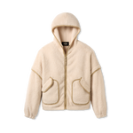 Cream and Beige UGG fleece jacket with hood on a white background. Available at Be Charmed