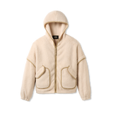 Cream and Beige UGG fleece jacket with hood on a white background. Available at Be Charmed