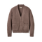 Brown cardigan with button details on a white background. Available at Be Charmed