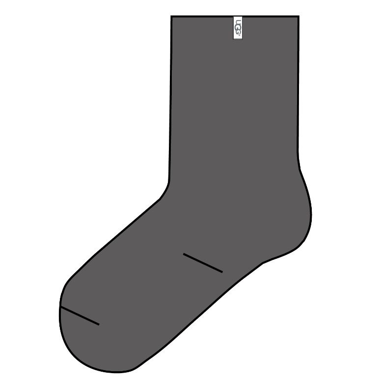 A gray UGG Leda Cozy Quarter Sock with the UGG logo on top cuff.. Availablea t Be Charmed