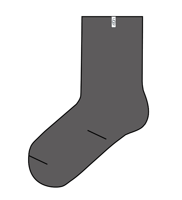 A gray UGG Leda Cozy Quarter Sock with the UGG logo on top cuff.. Availablea t Be Charmed