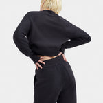 UGG Women's Tracey Mixed Crewneck in Ink blue textured lounge pullover, available at Be Charmed.