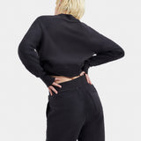 UGG Women's Tracey Mixed Crewneck in Ink blue textured lounge pullover, available at Be Charmed.