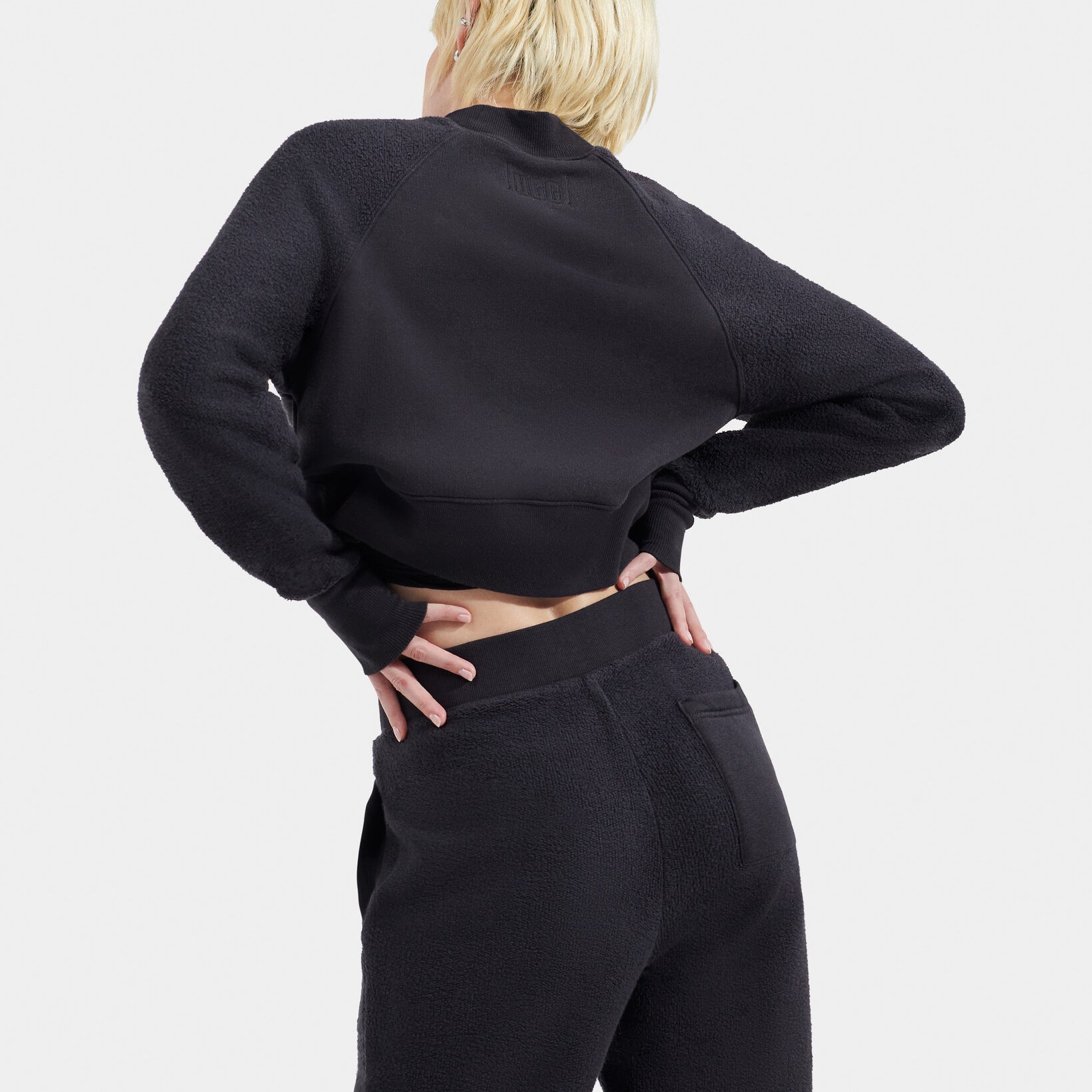 UGG Women's Tracey Mixed Crewneck in Ink blue textured lounge pullover, available at Be Charmed.