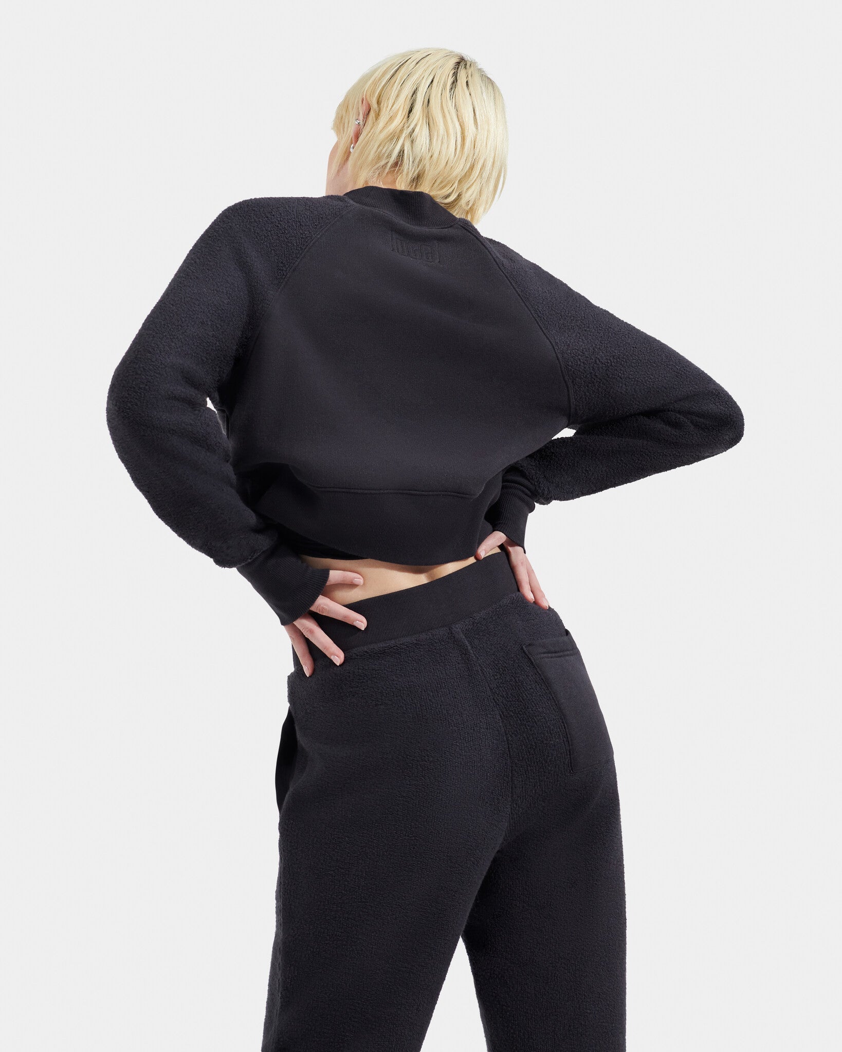 UGG Women's Tracey Mixed Crewneck in Ink blue textured lounge pullover, available at Be Charmed.