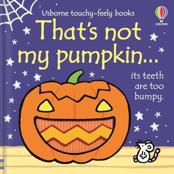 Book cover of 'That's not my pumpkin' with a pumpkin illustration and Usborne branding. Available at Be Charmed