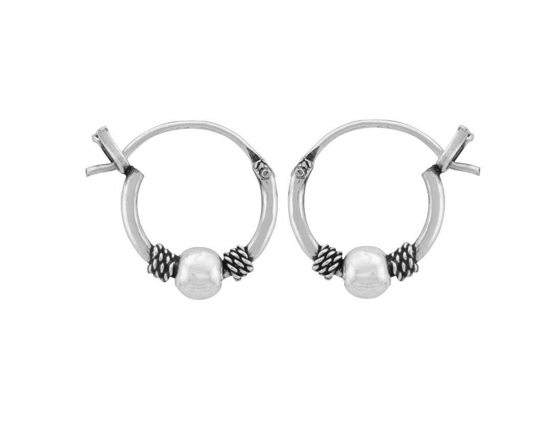 Wheeler Sterling Silver .46" Bali Hoop Earrings available at Be Charmed
