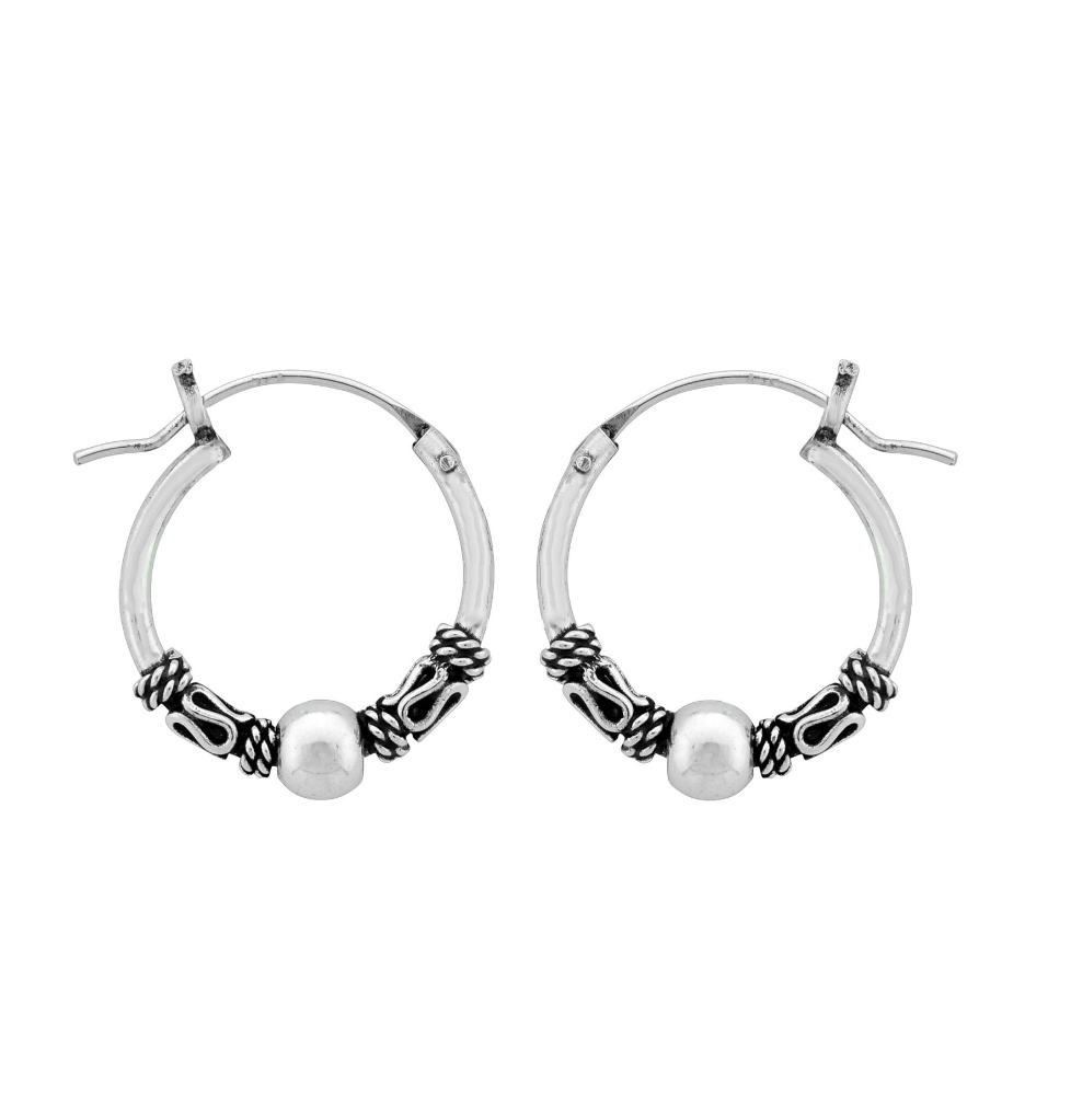 Wheeler Sterling Silver .65" Bali Hoop Earrings available at Be Charmed
