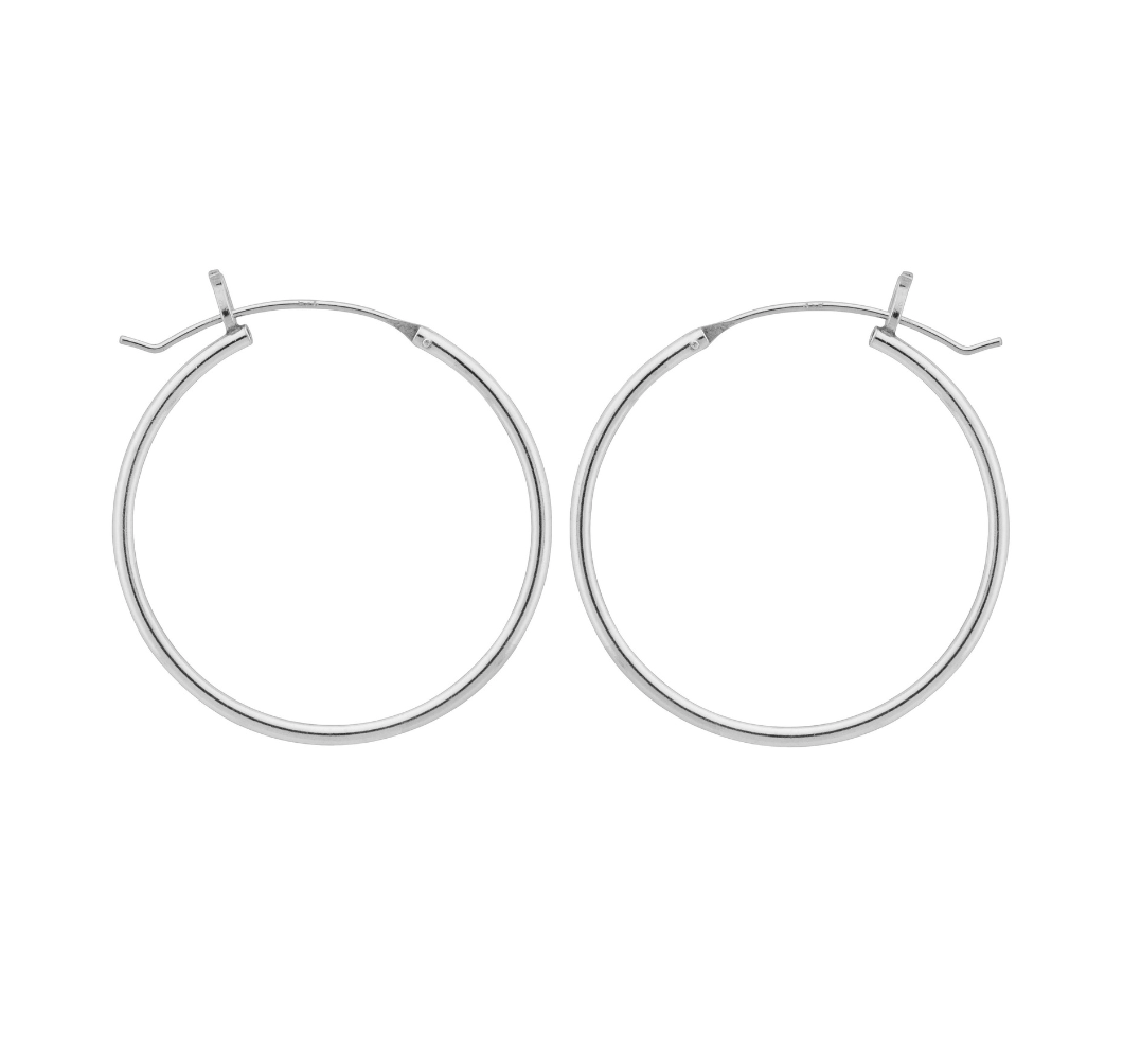 Wheeler sterling silver 1.40-inch hoop earring featuring a polished design available at Be Charmed