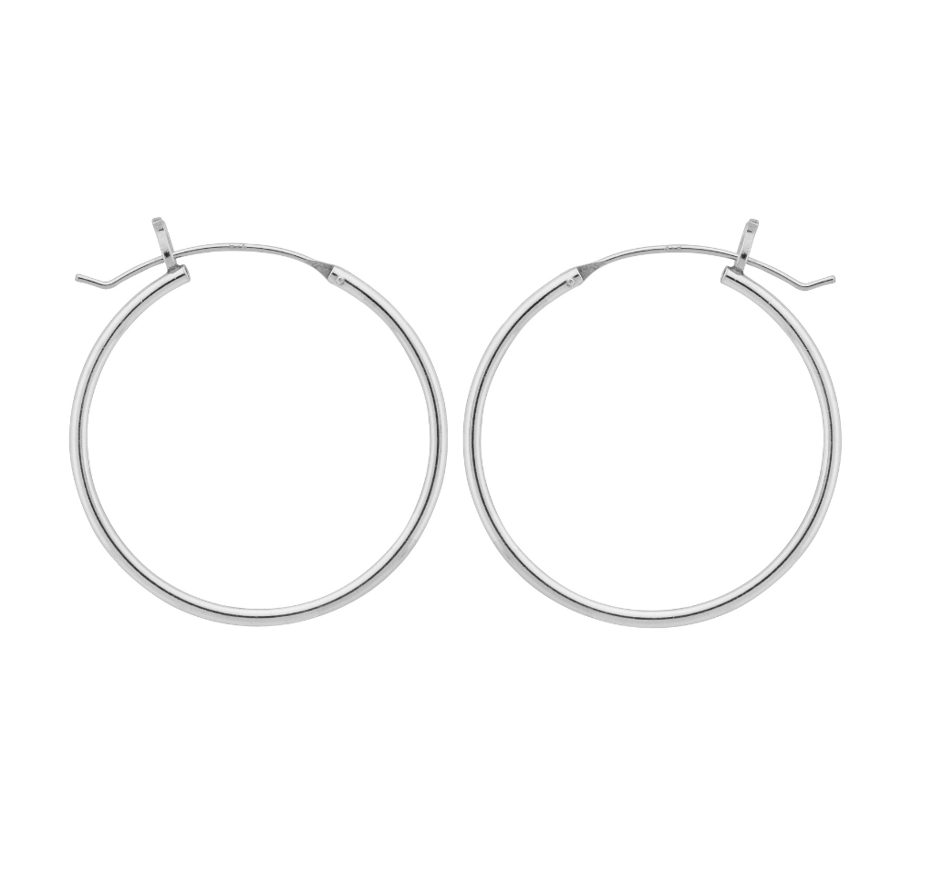 Sterling Silver 1.56" Hoop Earrings available at Be Charmed
