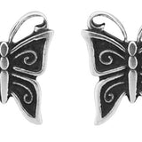 Wheeler sterling silver butterfly earrings featuring a detailed insect silhouette available at Be Charmed
