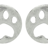Wheeler sterling silver paw earrings featuring an engraved animal footprint design available at Be Charmed