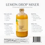 Lemon Drop Mixer bottle with label on a white background. Available at Be Charmed