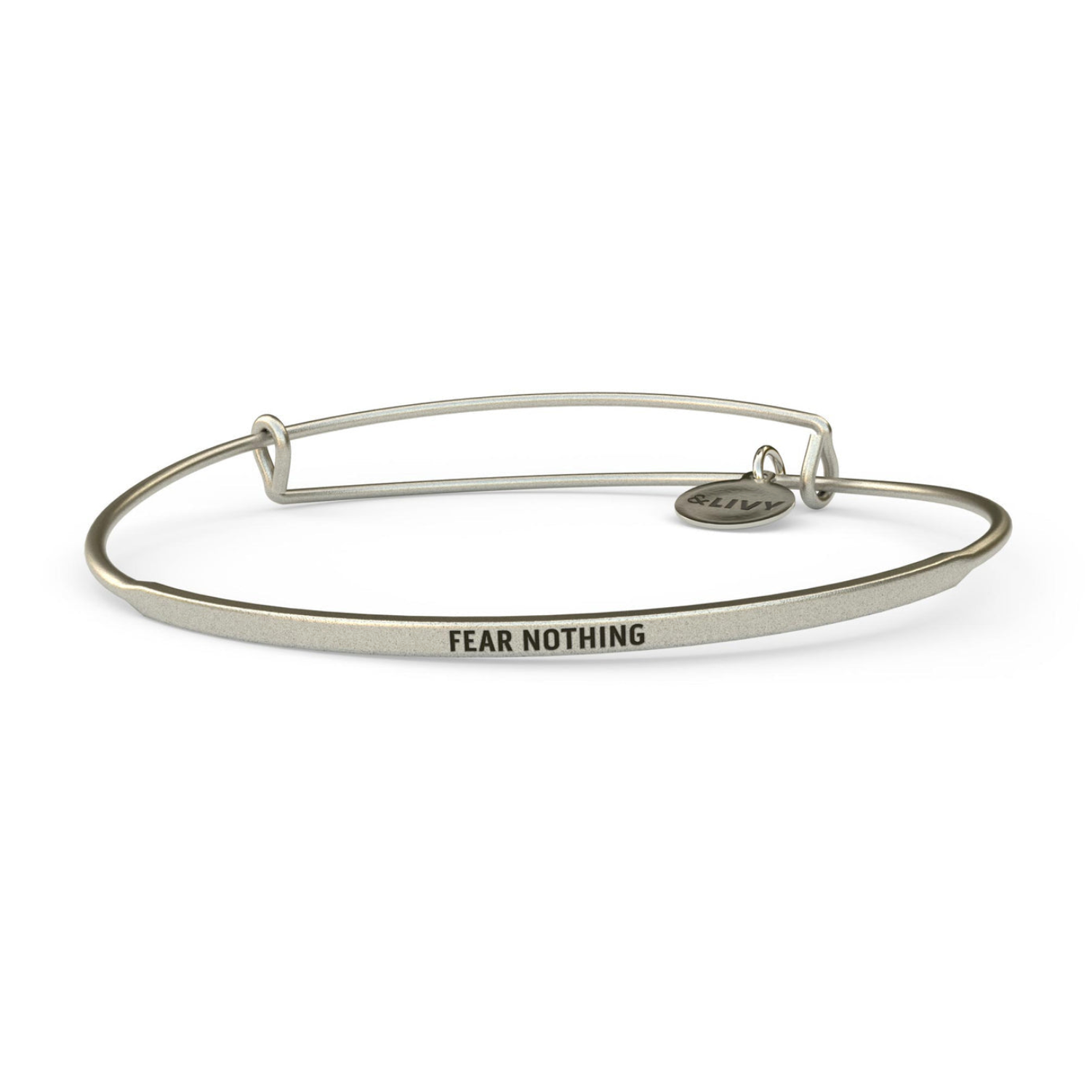 &LIVY Silver POSY Bangle Fear Nothing Bracelet