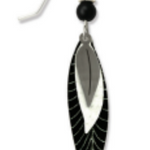 Adajio 3-Part Long Leaves Earrings in White, Black, and Hematite—artisan lightweight statement jewelry. Available at Be Charmed