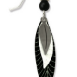 Adajio 3-Part Long Leaves Earrings in White, Black, and Hematite—artisan lightweight statement jewelry. Available at Be Charmed