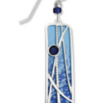 Adajio Blue Column Earrings with Reed Pattern Overlay—artisan lightweight statement jewelry. Available at Be Charmed