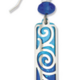 Adajio blue and white spiral design earring on a white background. Available at Be Charmed. 