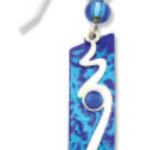 Adajio blue and white pendant earring with a bead on a clear background. Available at Be Charmed. 