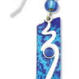 Adajio blue and white pendant earring with a bead on a clear background. Available at Be Charmed. 