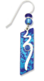 Adajio blue and white pendant earring with a bead on a clear background. Available at Be Charmed. 