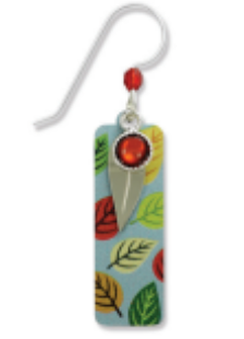 Adajio Column Earrings with Multi-Colored Leaves—lightweight artisan statement jewelry with nature-inspired design. Available at Be Charmed