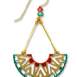 Adajio Geometric Half Circle Earrings in Coral, Gold & Turquoise—lightweight artisan statement jewelry. Available at Be Charmed