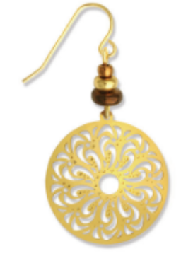 Adajio gold filigree earring on a white background. Available at Be Charmed. 