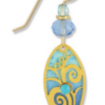 Adajio decorative earring with blue and gold design on a white background. Available at Be Charmed