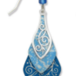Adajio blue and silver earring on a white background. Available at Be Charmed. 