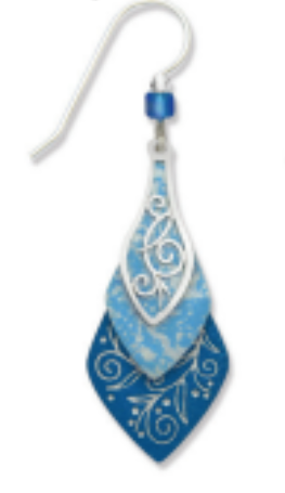 Adajio blue and silver earring on a white background. Available at Be Charmed. 