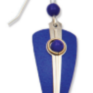 Adajio earring with blue stone and silver hook on a white background. Available at Be Charmed. 