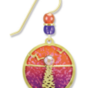 Adajio Ocean Sunset Earrings in purple and orange, bold artistic statement jewelry. Available at Be Charmed.