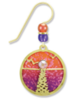 Adajio Ocean Sunset Earrings in purple and orange, bold artistic statement jewelry. Available at Be Charmed.