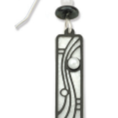 Adajio black and white geometric pendant earring on a white background. Available at Be Charmed