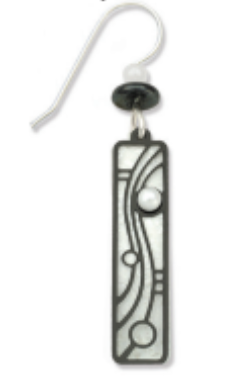 Adajio black and white geometric pendant earring on a white background. Available at Be Charmed