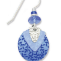 Adajio blue and silver earring with a bead on a white background. Available at Be Charmed. 