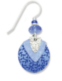 Adajio blue and silver earring with a bead on a white background. Available at Be Charmed. 