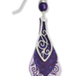 Adajio purple and silver earring on a white background. Available at Be Charmed. 