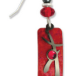 Adajio Red Column Earrings with Hematite Overlay and Red Cabochon—artisan lightweight statement jewelry. Available at Be Charmed