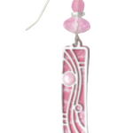 Adajio pink and white earrings with a bead on a white background. Available at Be Charmed. 