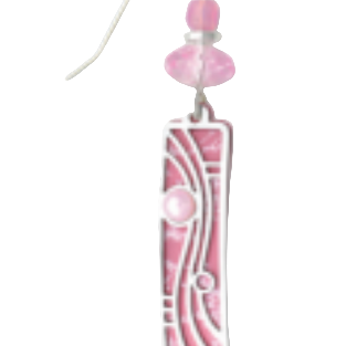 Adajio pink and white earrings with a bead on a white background. Available at Be Charmed. 